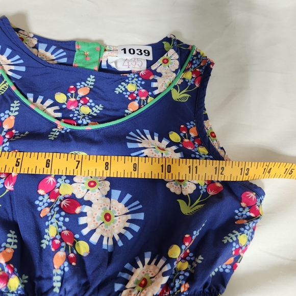 Matilda Jane Blue Floral Sleeveless Dress with Yellow Pockets Girls Size 8 - Picture 10 of 10